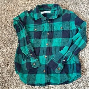 Flannel green, buffalo plaid button down shirt